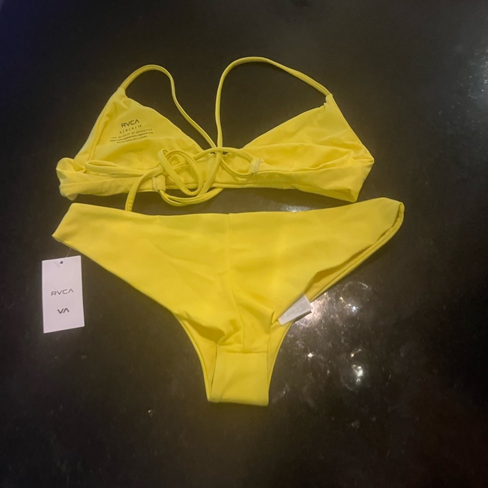 Bright yellow RVCA bikini set- large top - medium cheeky bottoms